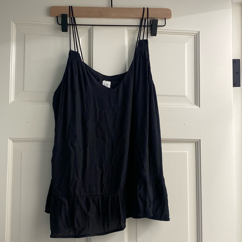 Gap chiffon tank top with ruffle hem detail